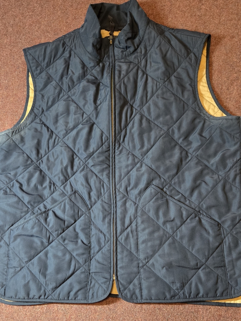 J.Crew Mercantile Men's Walker Quilted Vest Navy Size Large Has Fading In Pits - Picture 1 of 9
